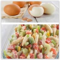 Salades, eieren gekoeld